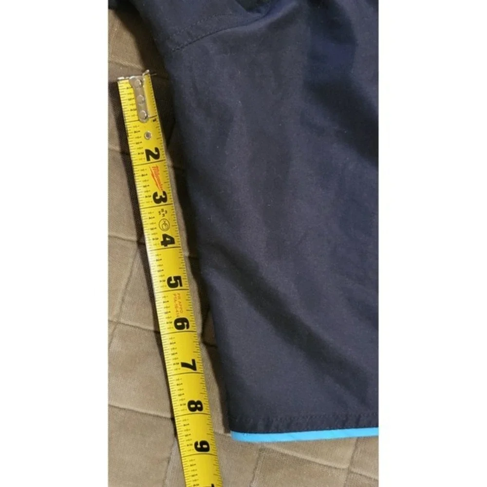 Nike Lined Swim Trunks Shorts Black Blue Elastic Drawstring Men's Size Large